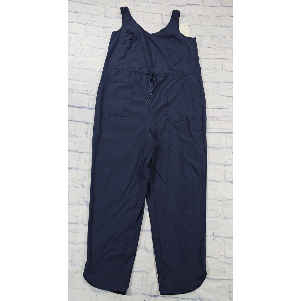 Halara Jumpsuit Women M Navy Blue Drawstring Waist Sleeveless Athleisure New